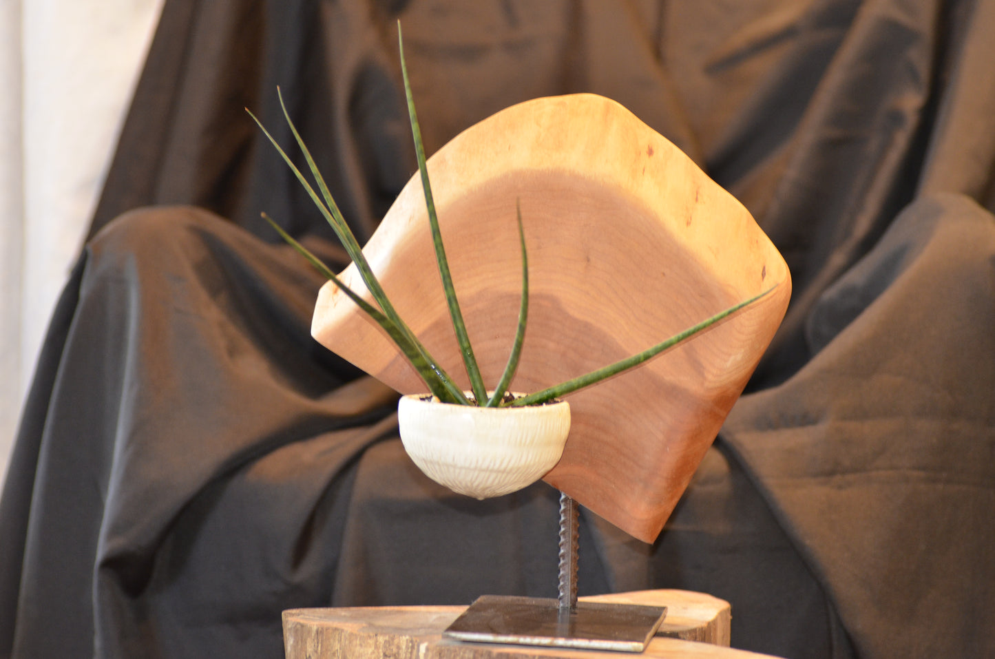 Y) Sur commande. Sculpture Artisanale Bois Céramique Végétaux