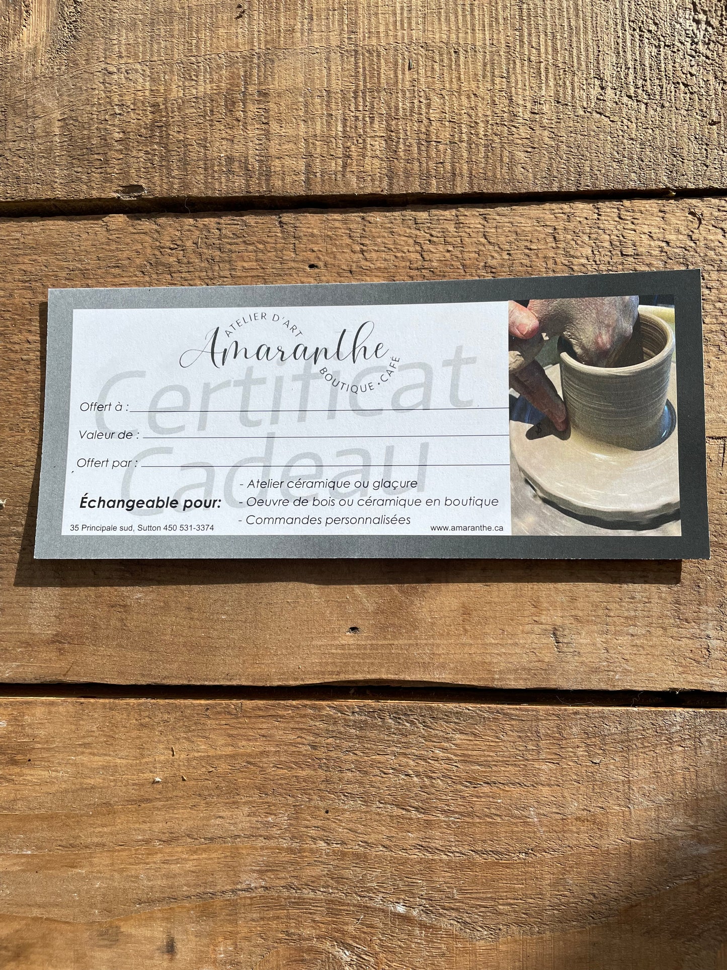 Certificat cadeau Amaranthe 85$