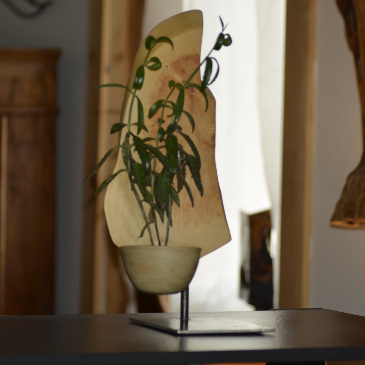 ZC) Sur commande, Sculpture Artisanale Bois Céramique Végétaux
