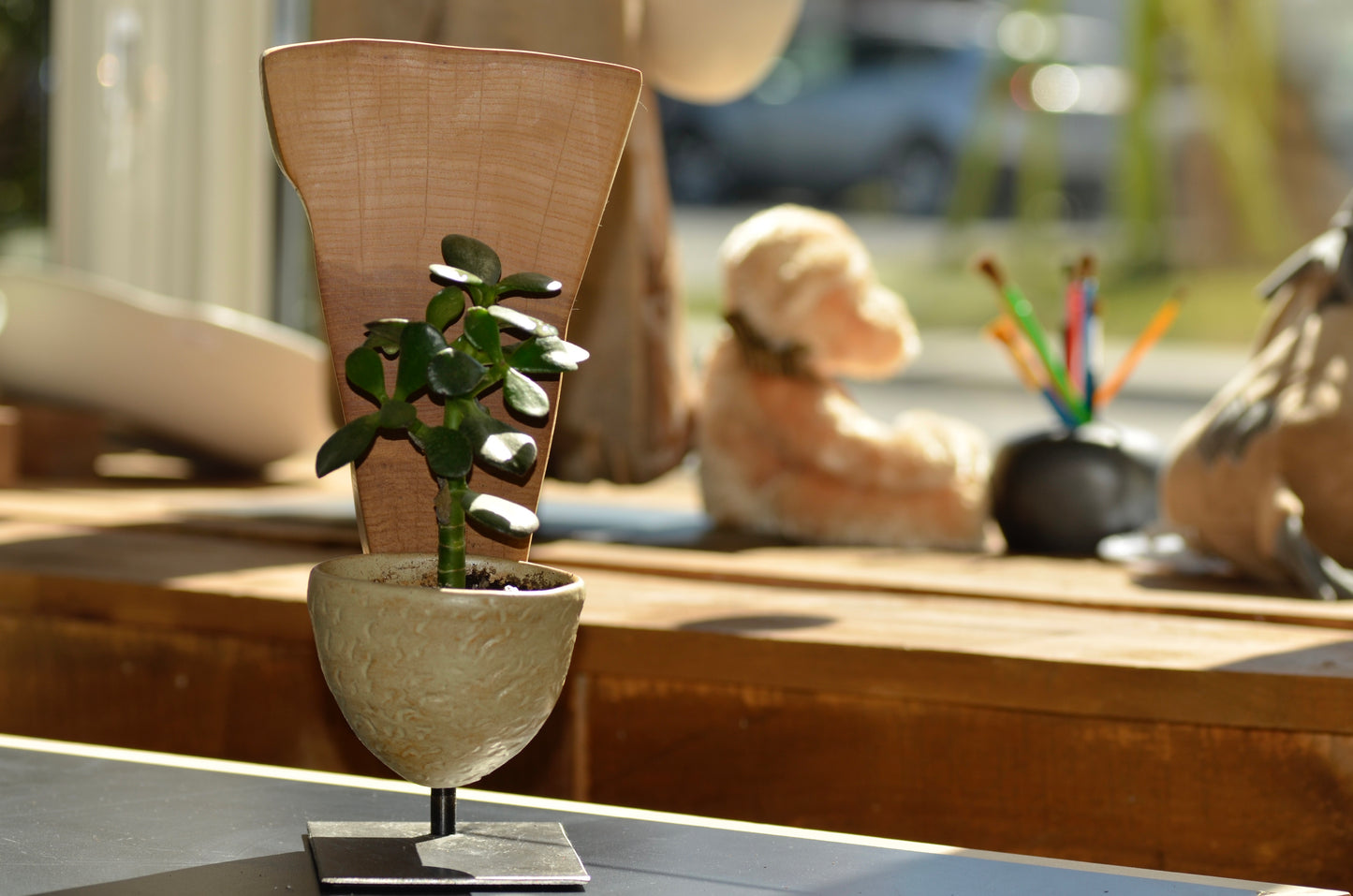 X) Sur commande, Sculpture Artisanale Bois Céramique Végétaux
